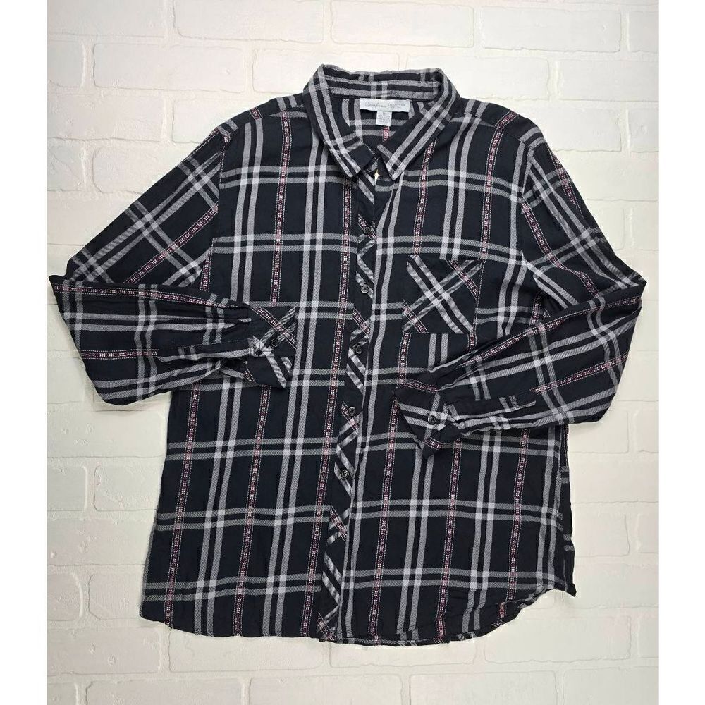 Confess Plaid Long Sleeve Top XL